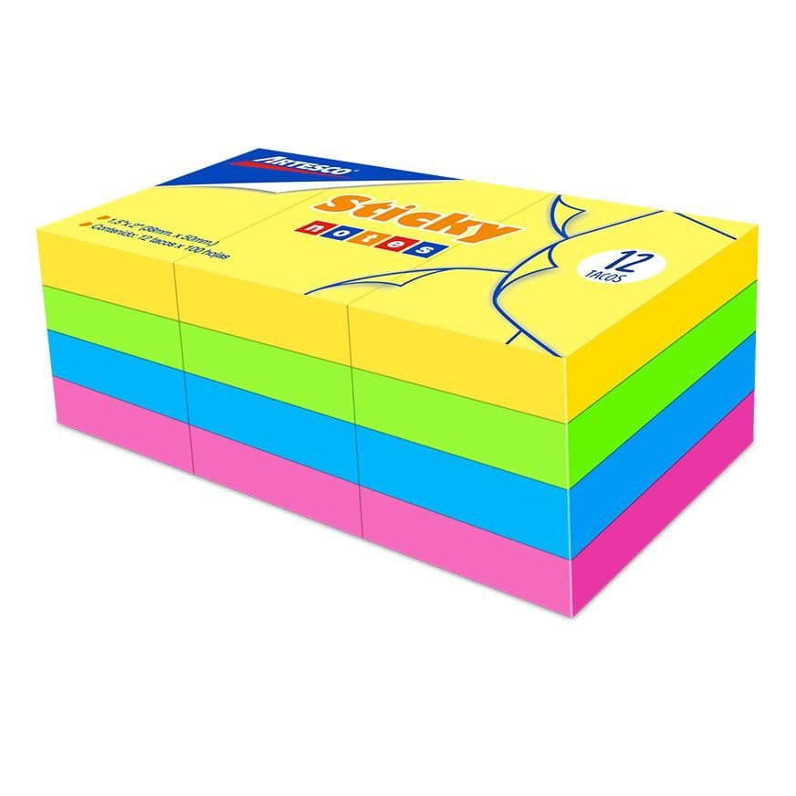 Notas adhesivas (1.5 x 2) neon 12/1