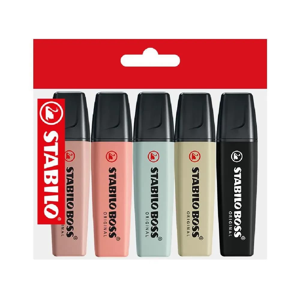 Boss, promo pack x 5 uds. 4 col. NATURE+1 negro stabilo