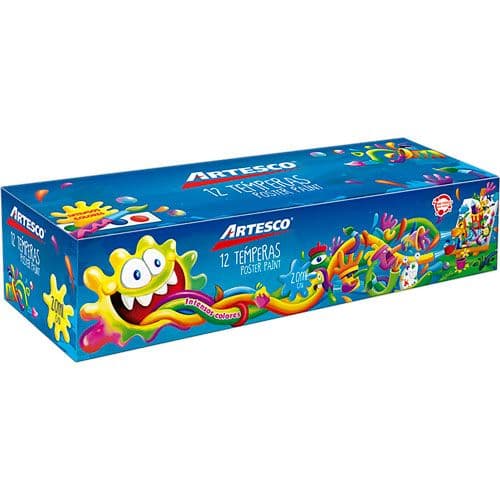 Juego de tempera c/pincel 12/1 (artesco)
