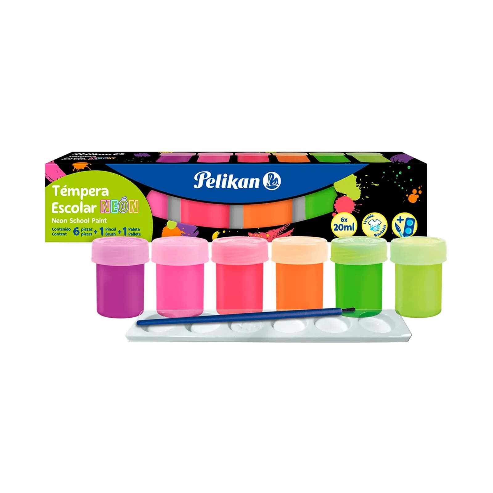 Juego tempera neon 6/1 pelikan