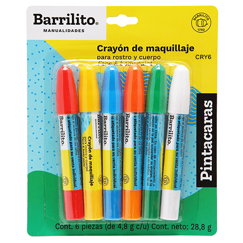 Juego crayones pintacaras basico 6/1 surt.