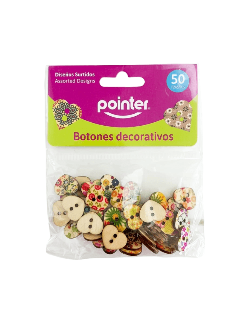 Art manual. botones decorativos coraz madera pointer