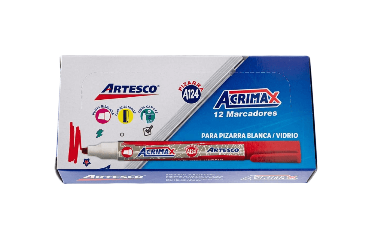 Marcador p/pizarra acrimax A124 roja artesco 12/1