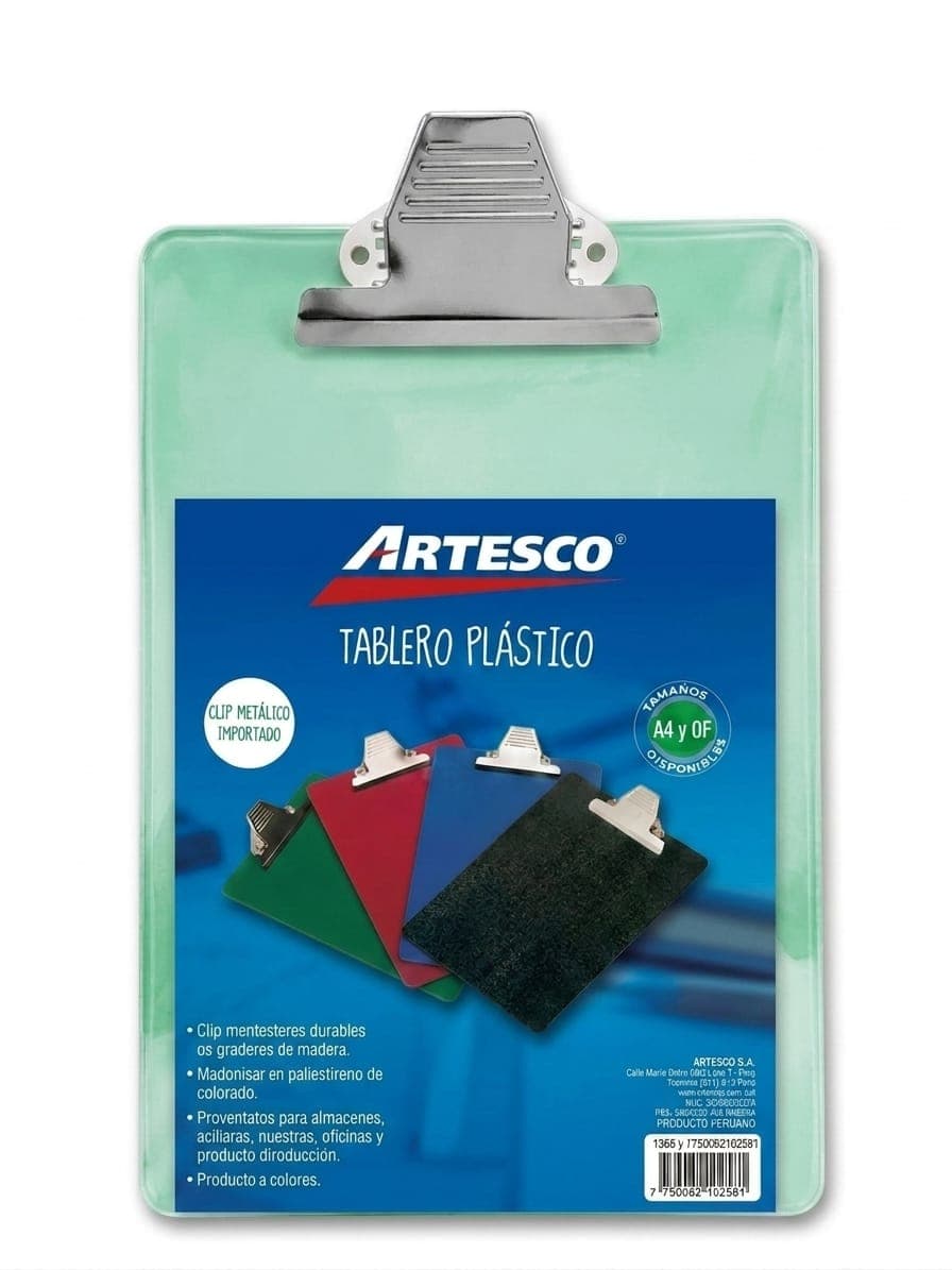 Tabla archivadora verde fluo plastica A4