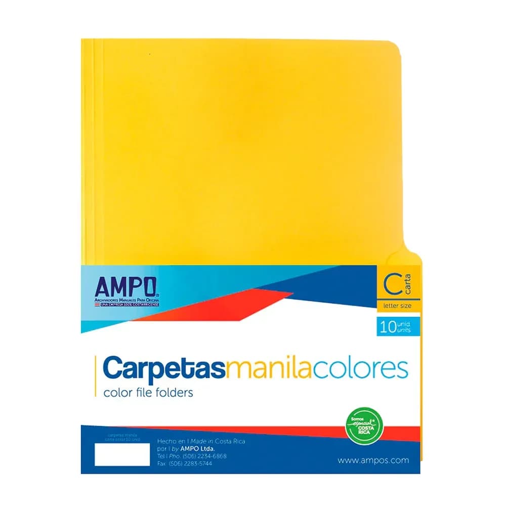 Folders manila (8.5X11) 10/1 colores surtidos