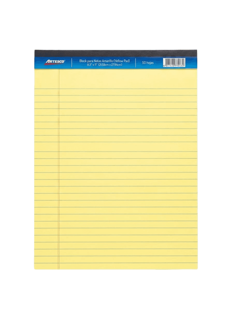 Libretas rayadas (8.5X11-3/4) amarilla artesco