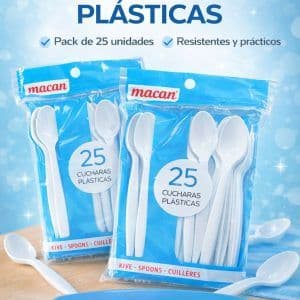 Cucharas plasticas macan 25 unds