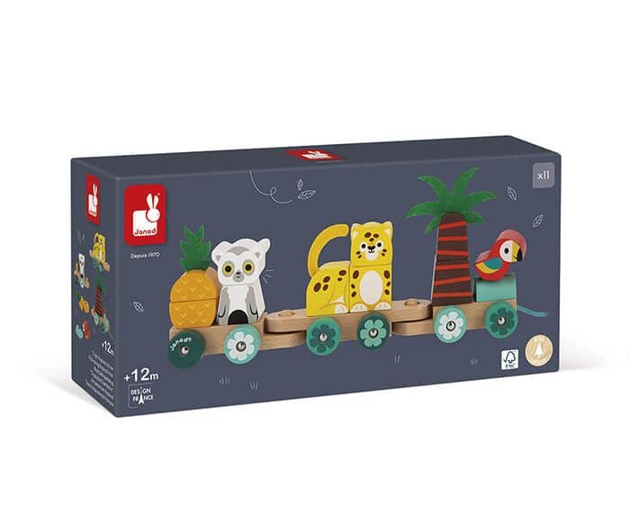 Juego didactico janod arrastre tren tropical