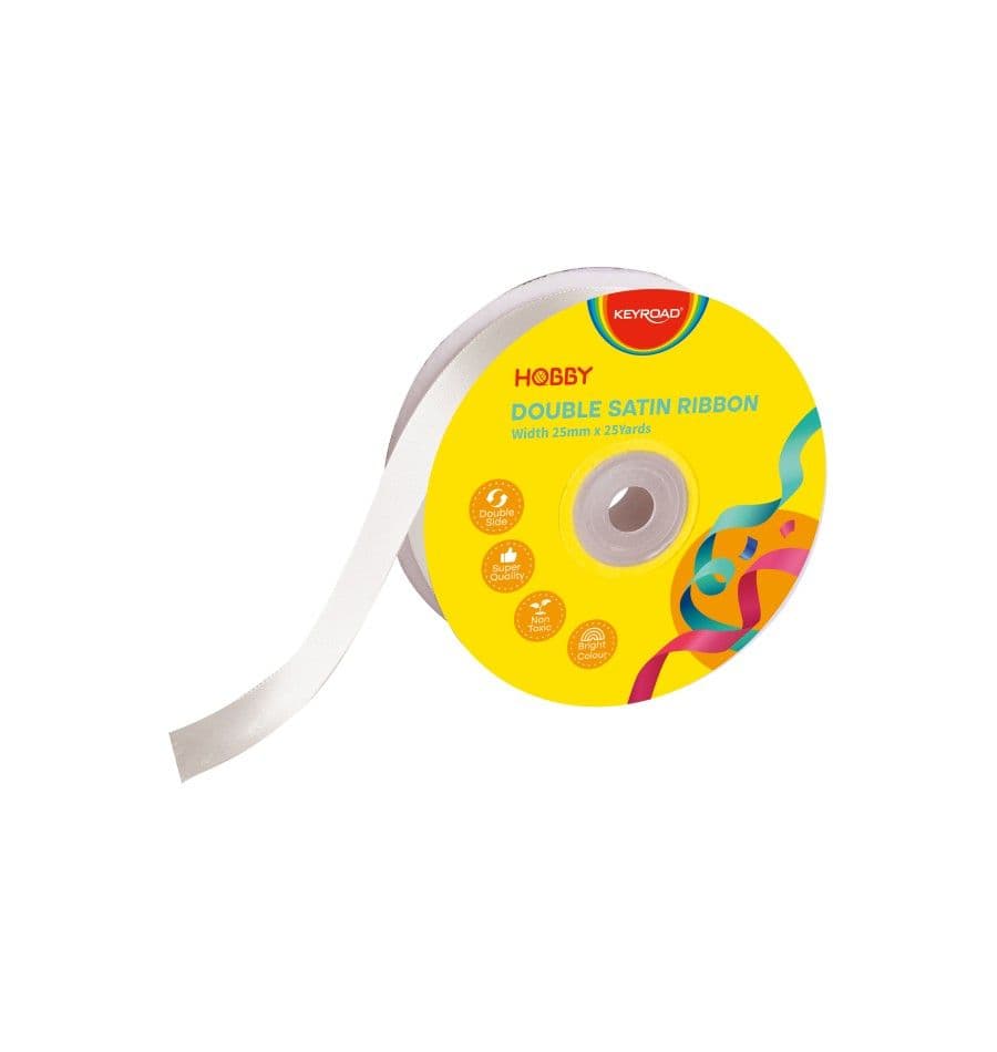 Cinta satinada doble lado 25MMX25YAR blanco