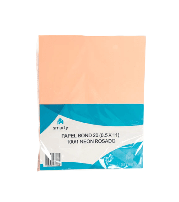Papel bond 20 (8.5X11) 100/1 neon rosado smarty