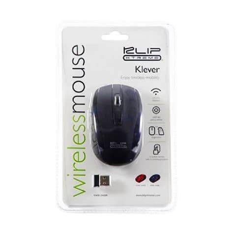 Mouse wireless klipx optical, negro, ergonomico, 1600 dpi, 5 botones