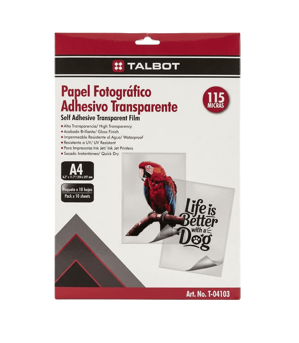 Papel fotografico adhesivo 115 gr, A4/SEMI transparente pack 10H talbot