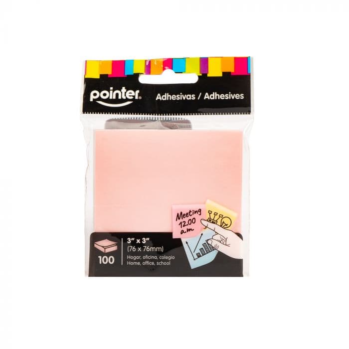 Notas adh 3X3 pointer rosa pastel