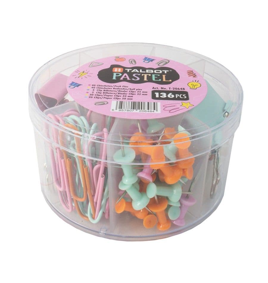 Clips diversos + chinchetas - caja pp talbot