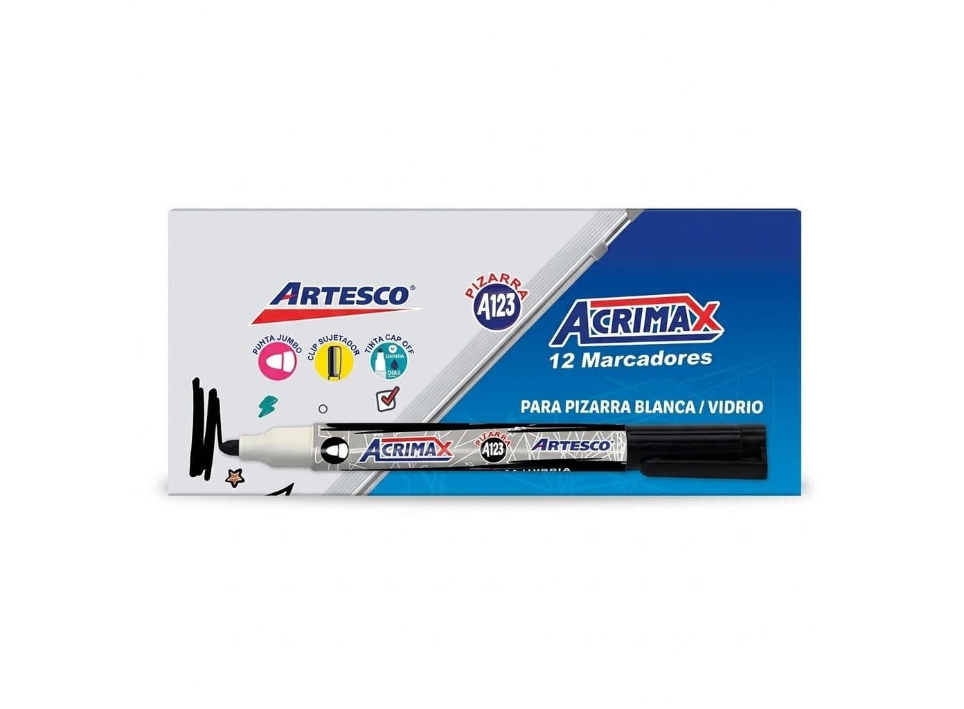 Marcador p/pizarra acrimax A124 negra artesco 12/1