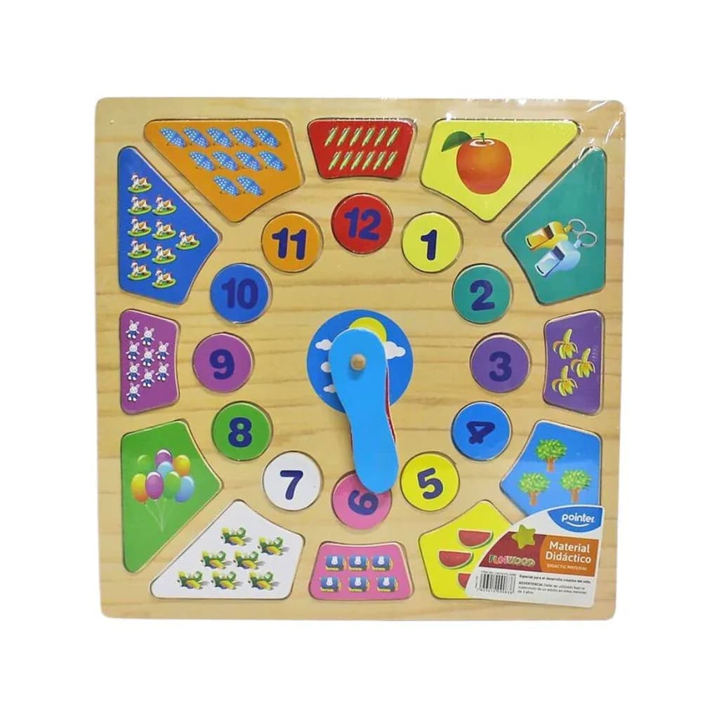 Juego educ reloj madera pointer