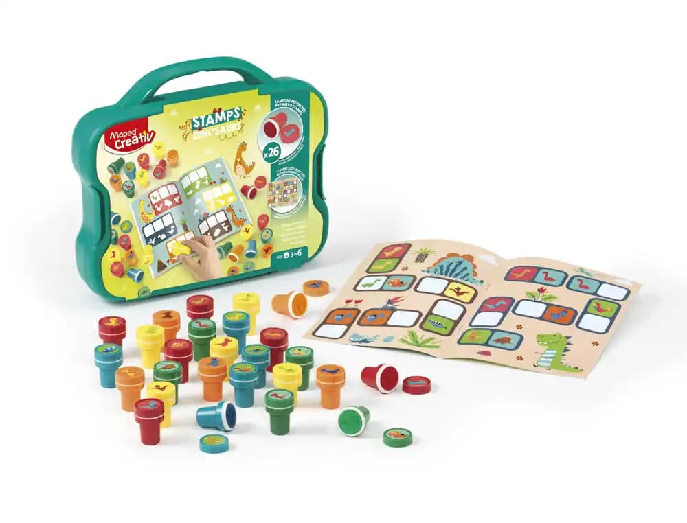 Juegos creativos, 26 sellos de dinosaurios (3-6) años