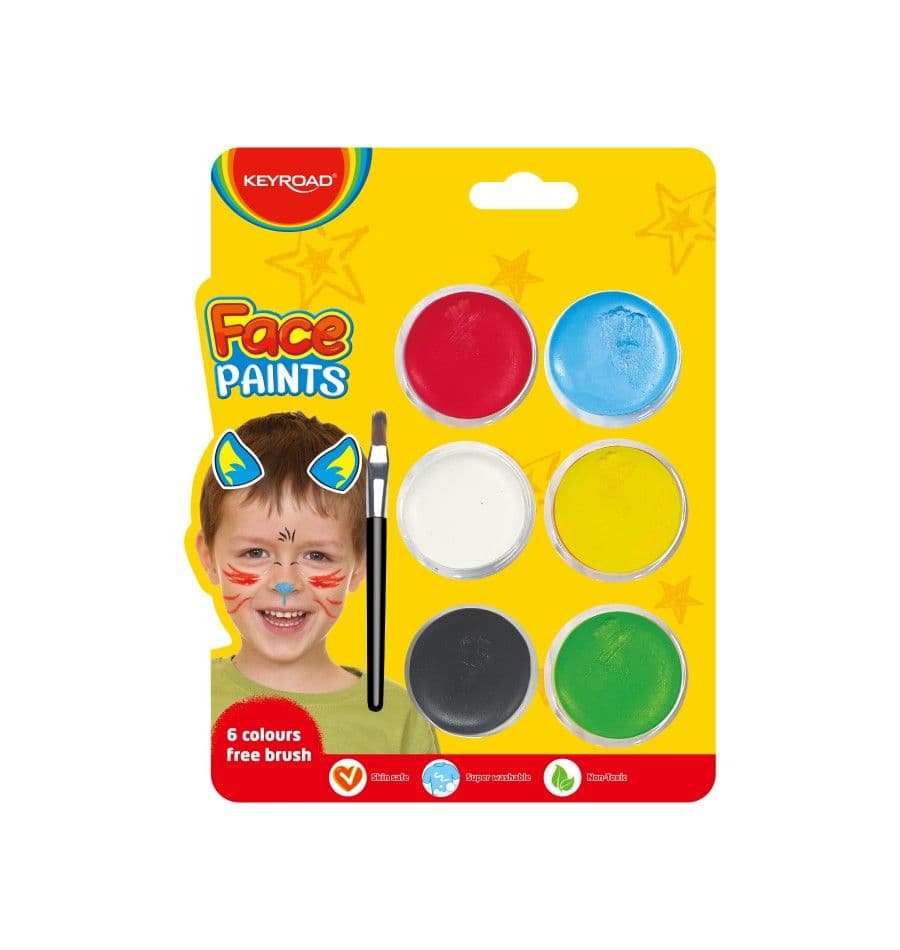 Pintura p/cara 6 colores (ng/bl/ro/az/ve/am) keyroad