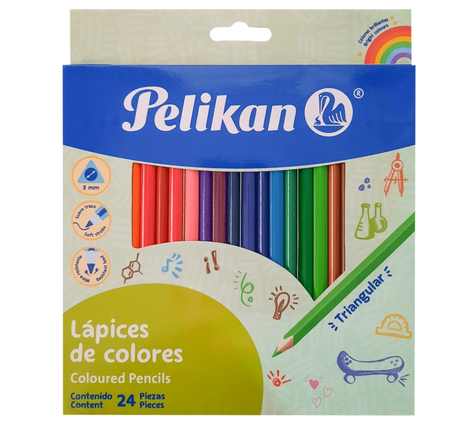 Juego de lapices colores 24/1 largo triang.