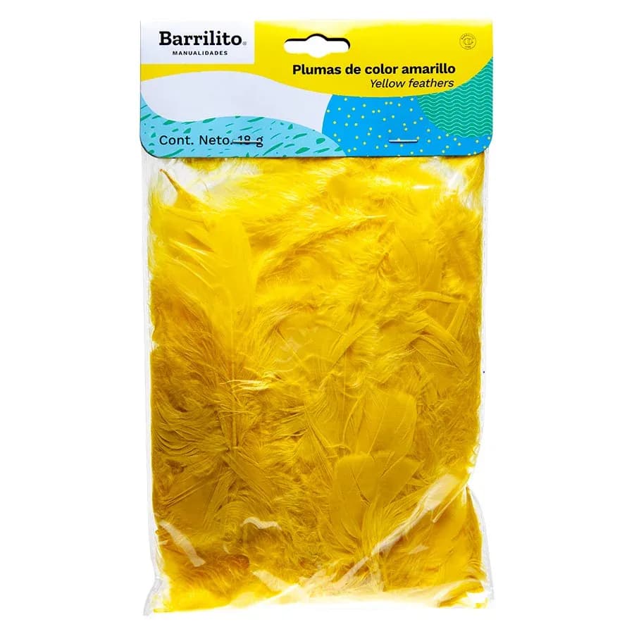 Plumas color amarillo bolsa de 18GRS