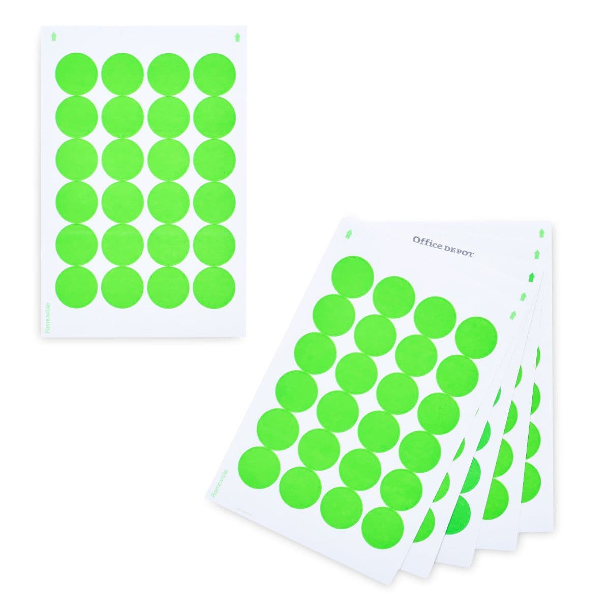 Etiquetas redondas 3/4`` 500/1 fluo verde (19MM)