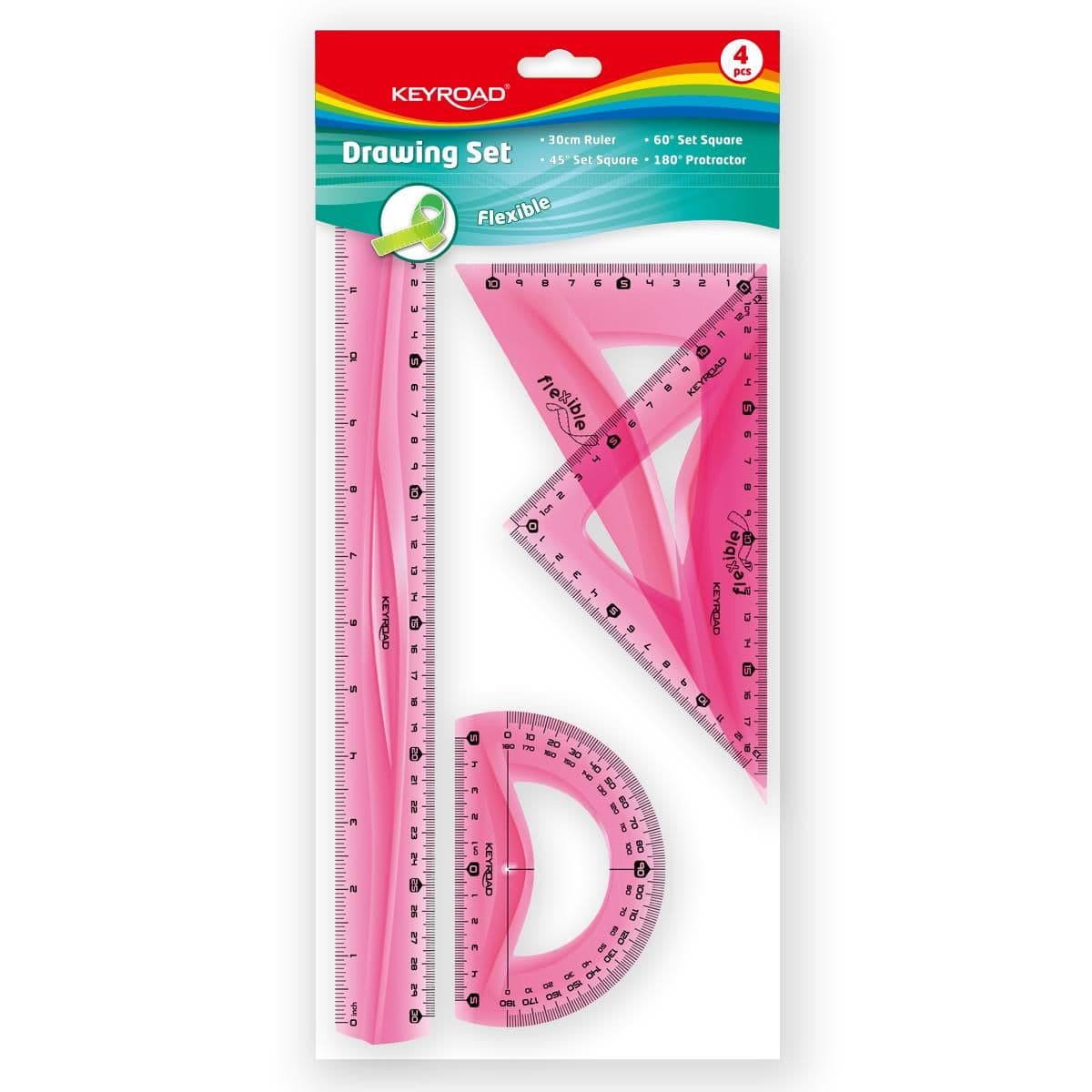 Juego geometrico flexible 30CM 4 pza keyroad