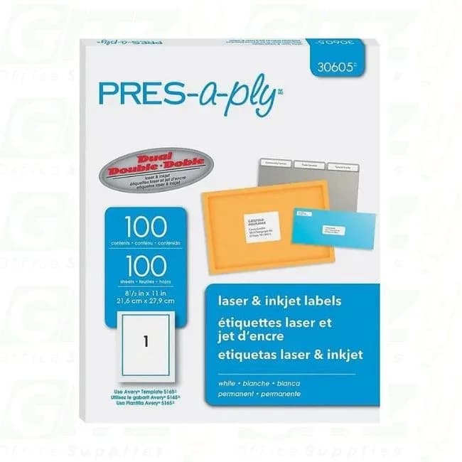 Etiquetas p/printer laser (8.5X11) 100/1