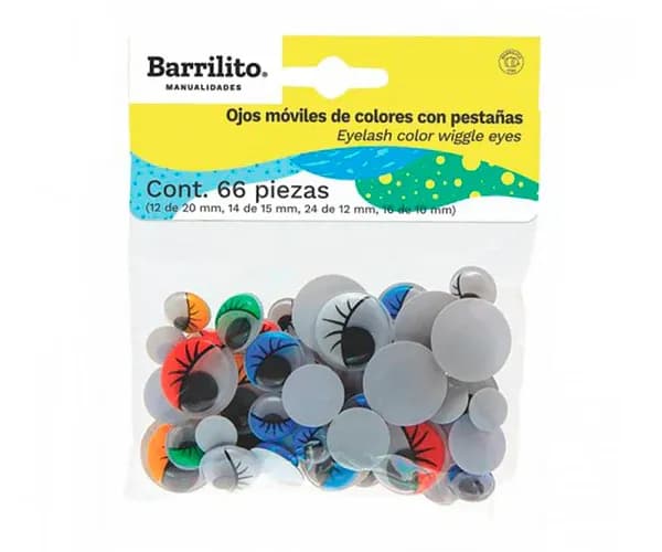 Ojos moviles de colores con pestañas 66PZ