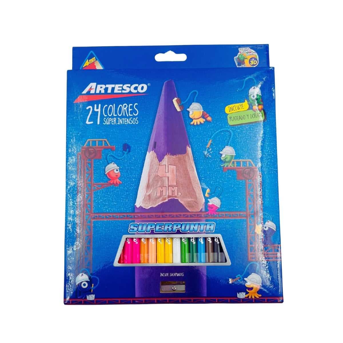 Juego lapices colores 4MM 24/1 largo trians. c/sacpt