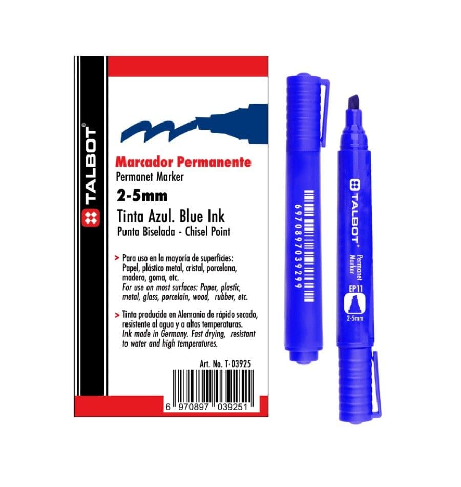 Marcador perm. azul p/biselada 12/1 talbot
