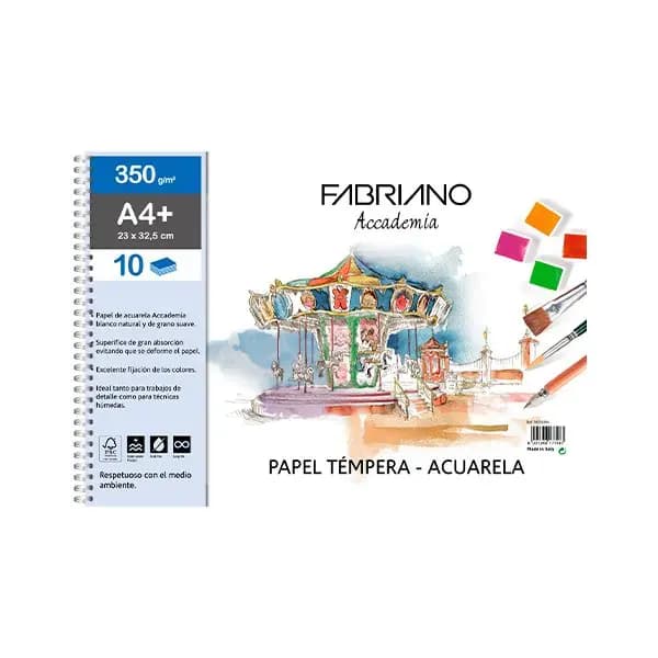 Libretas papel acuarela espiral (23X32) 350GRS 10H