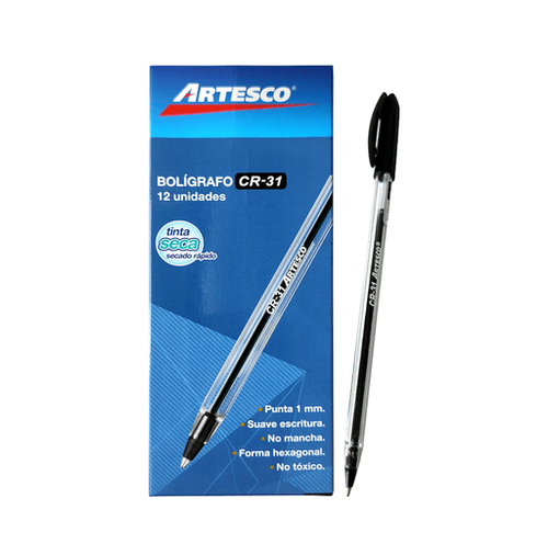 Boligrafos tinta seca CR-31 negro 12/1 (artesco)