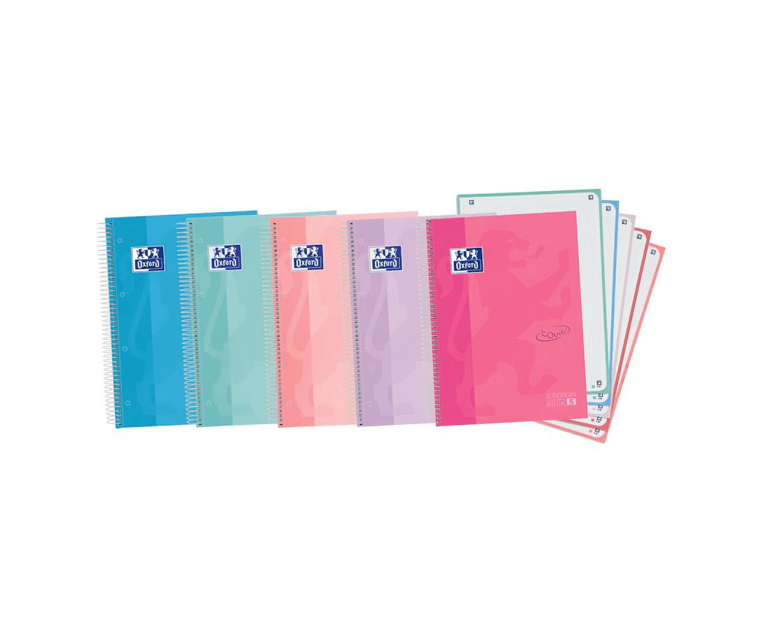 Cuaderno en espiral A4 80H 1 div. colores pastel surt.