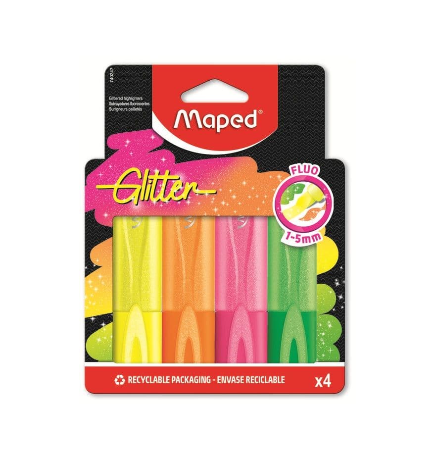 Resaltador fluorescentes glitter 4/1