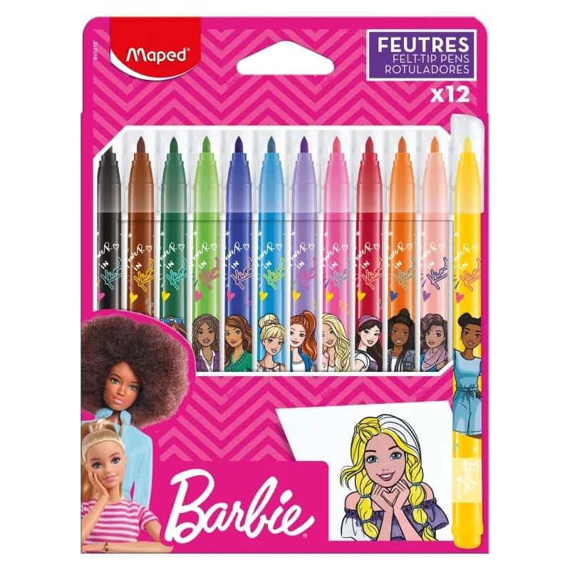 Rotuladores barbie 12/1 caja de carton