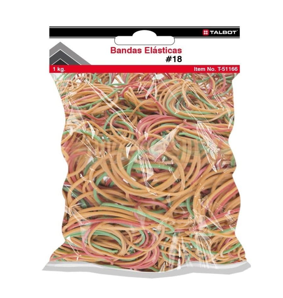 Bandas elasticas 18, funda 1 kg. 36 oz. col talbot
