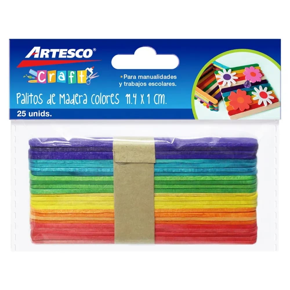 Palitos de madera (11.4 x 1 cm) 25/1 colores