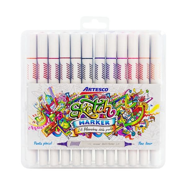 Juego de marcador sketch 24/1 en caja plastica