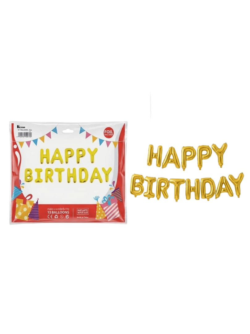 Globos p/cumpleanos #16 dorado let. feliz cum. nustar