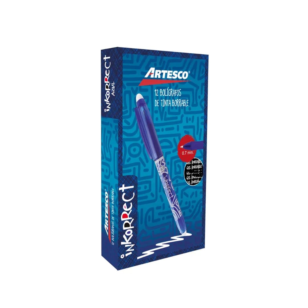 Boligrafos borrable inkorrect tinta gel 12/1 azul