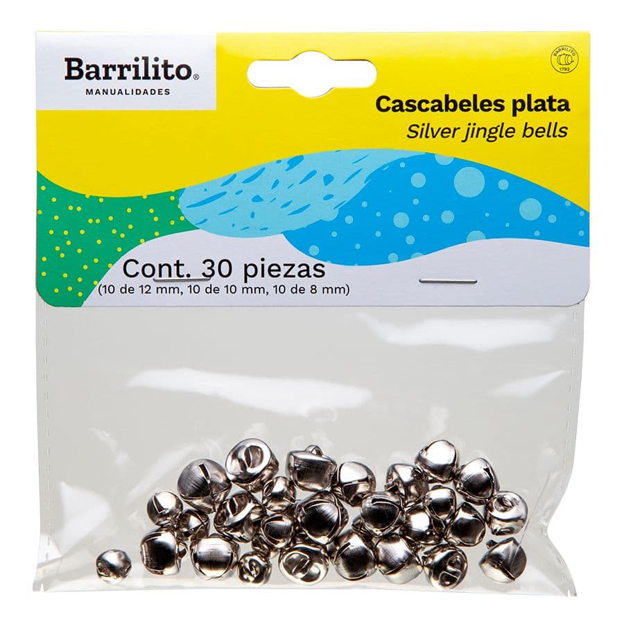 Cascabeles plata bolsa C/30 pzas