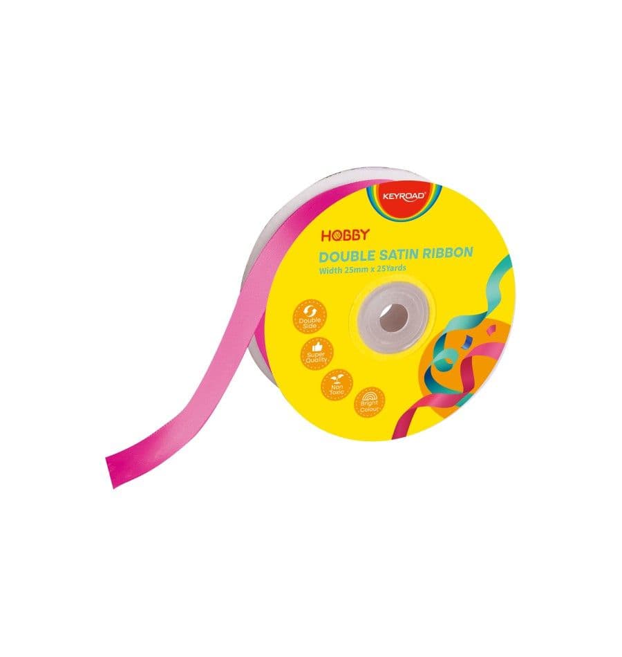 Cinta satinada doble lado 25MMX25YAR rosado