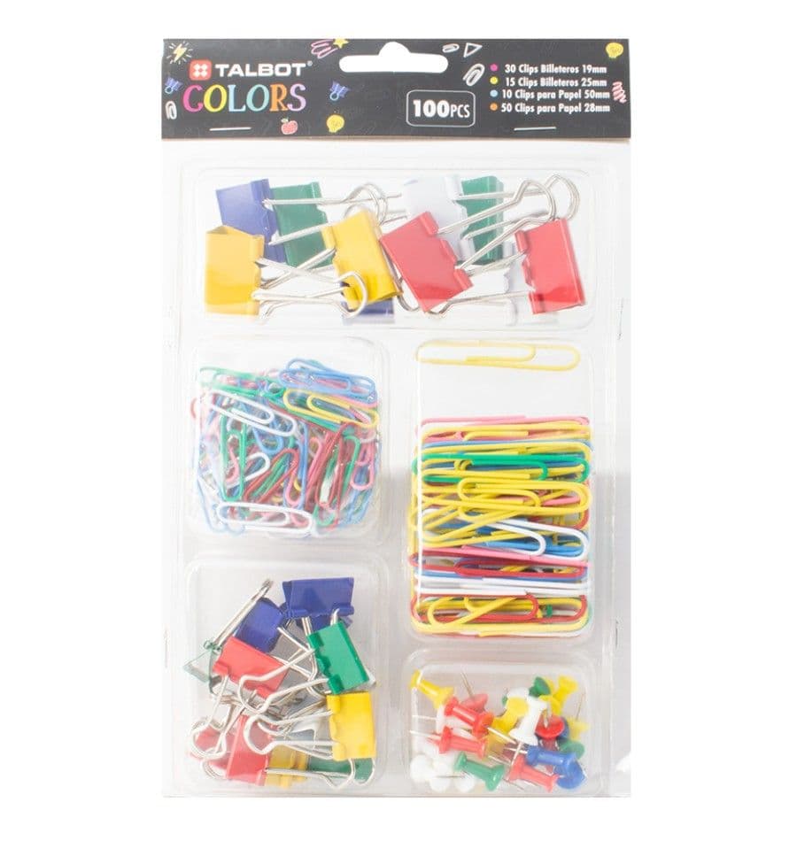 Clips diversos + chinchetas - caja pp talbot