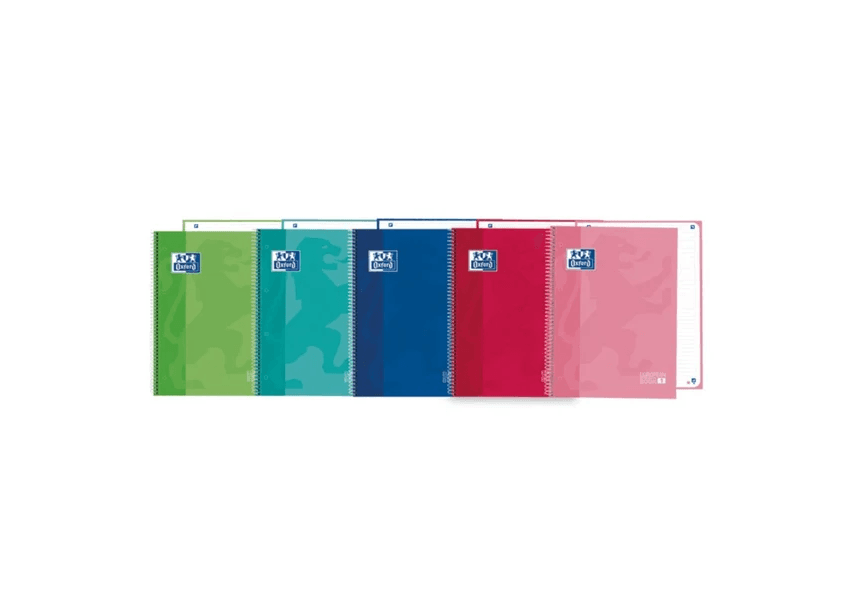 Cuaderno en espiral A4 80H 1 div. colores vivos surt.