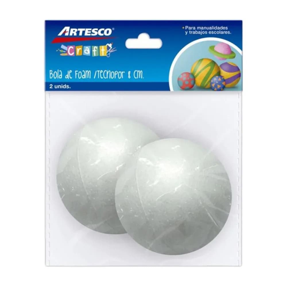 Bolas de estereofoam 8CM 2/1 blister