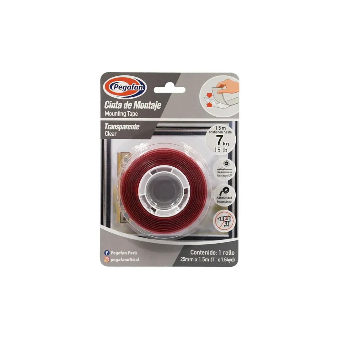 Cinta montaje clear 25MM x 1.5M