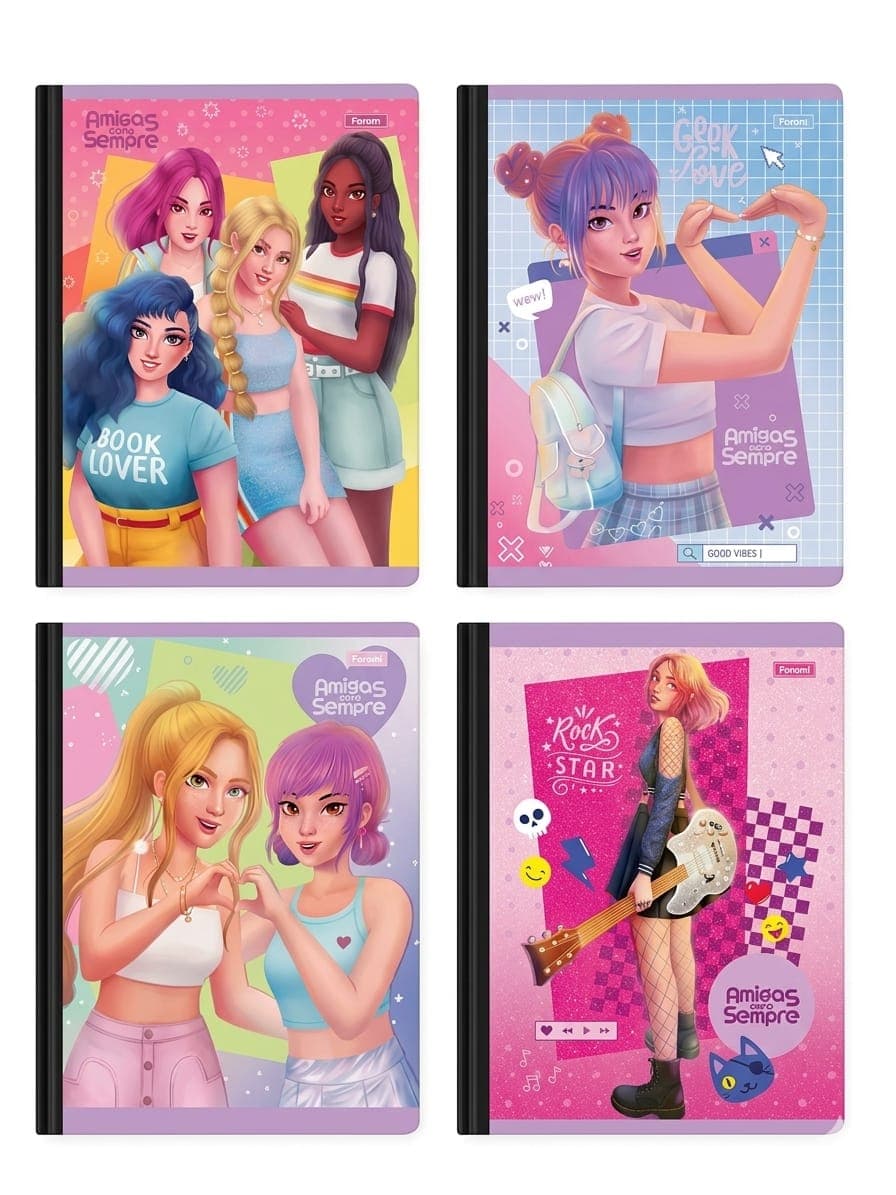 Cuaderno cosido 200 pag amigas p/siempe