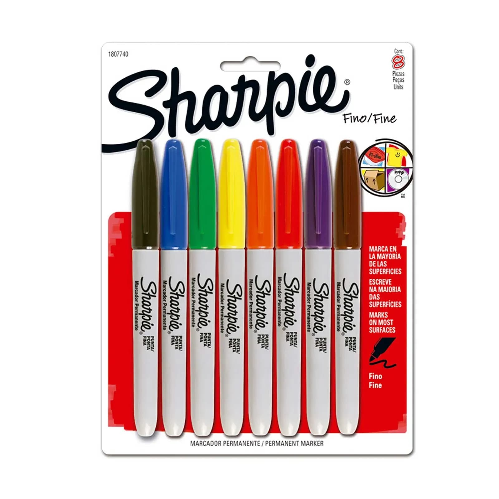 Juego de felpas permanentes sharpie fina 8/1