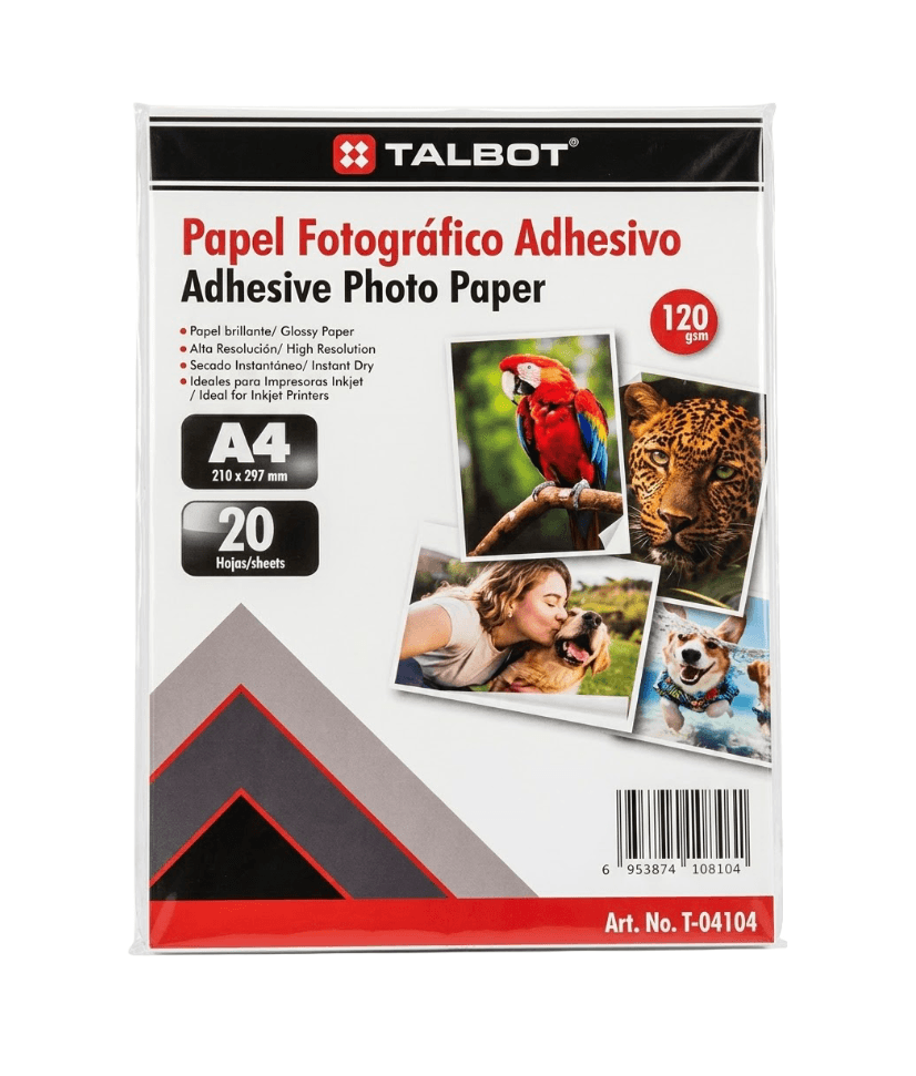 Papel fotografico adhesivo 120 gsm, A4/210 x 297 mm pack 20/1