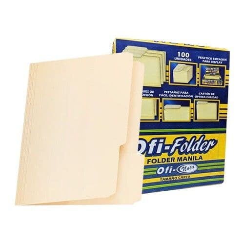 Caja ofi-folders 1 taps carta manila ofi-nota